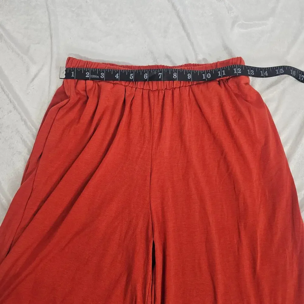 Cupshe Rust Orange Jersey Wide Leg Pants & Cropped Wrap Top Women's Size S NWT - Picture 15 of 16